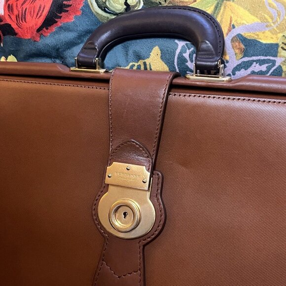 BURBERRY PORTFOLIO CASE W GOLD HARDWARE Doctor Bag DK88 - Leather - Brown - Picture 4 of 16